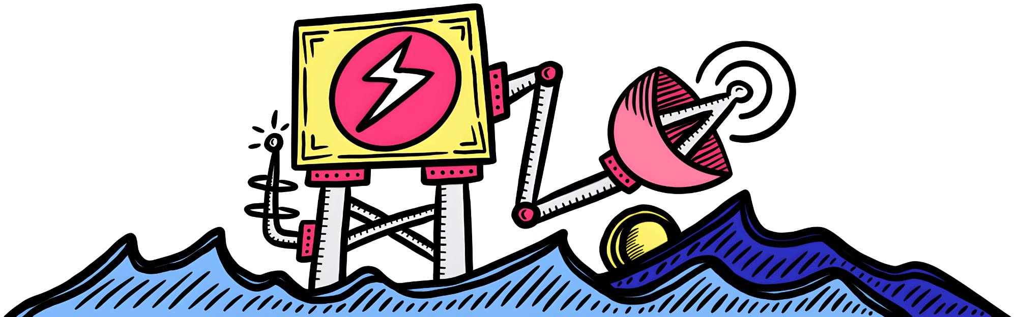 Illustration of robot vessel with a satellite  arm